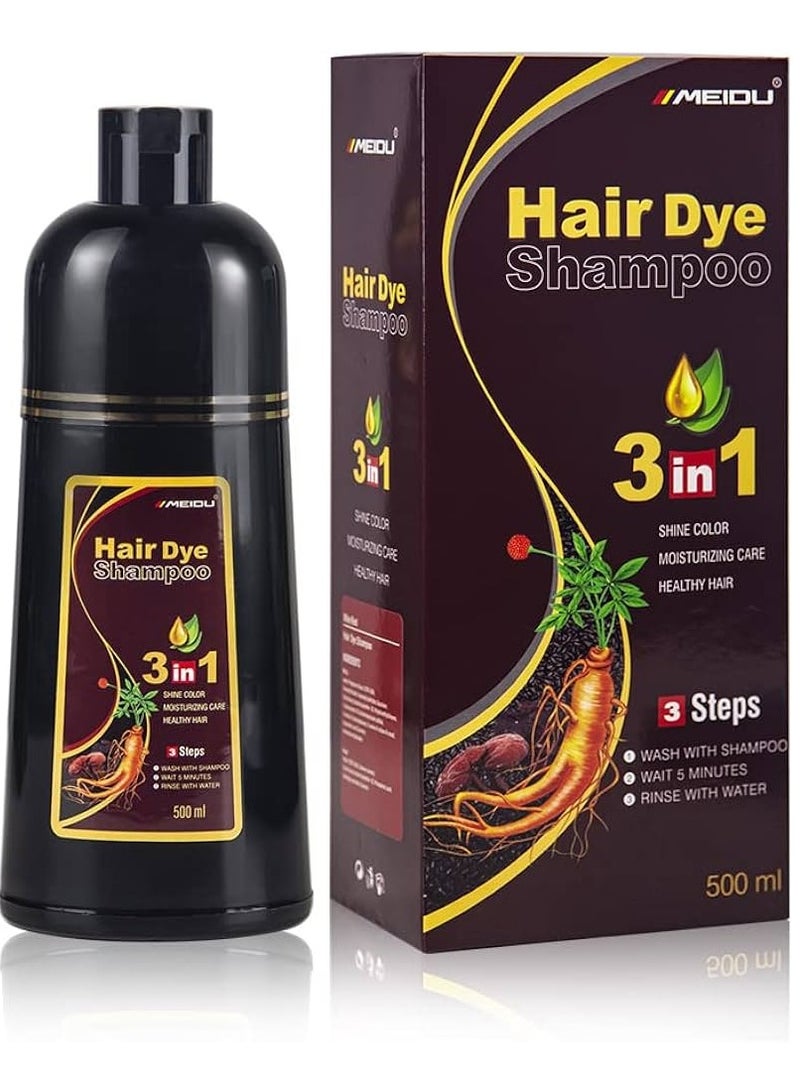 Meidu 3 In One Permanent Coffee Brown Hair Dye Shampoo 500ml - Image 1