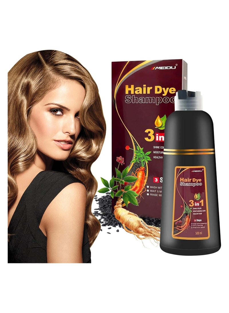 Meidu 3 In One Permanent Coffee Brown Hair Dye Shampoo 500ml - Image 2