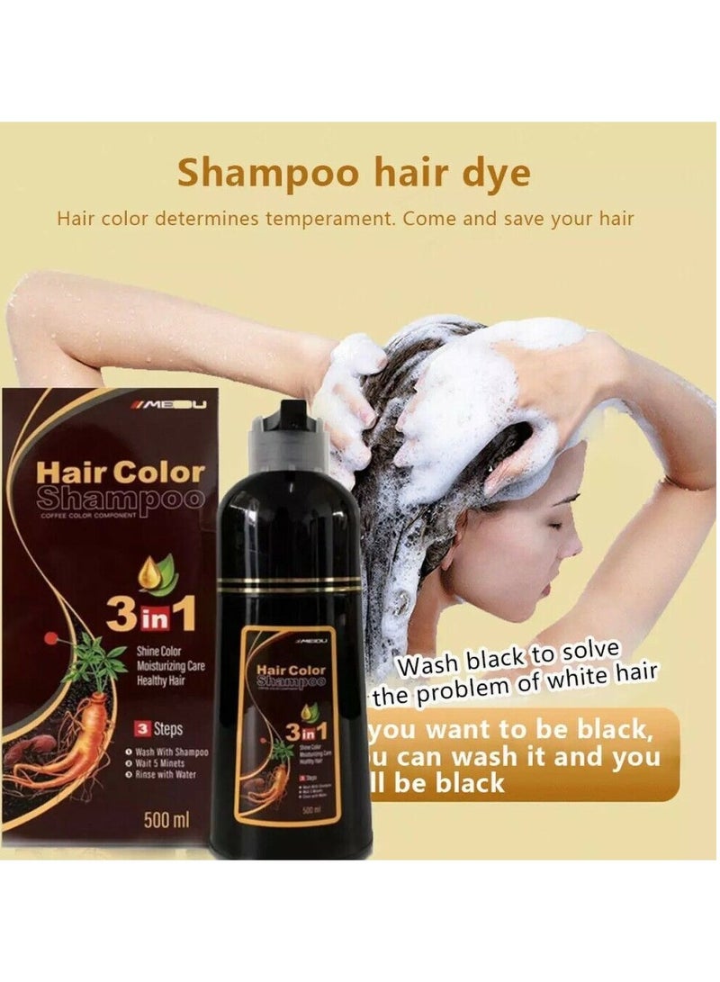 Meidu 3 In One Permanent Coffee Brown Hair Dye Shampoo 500ml - Image 4