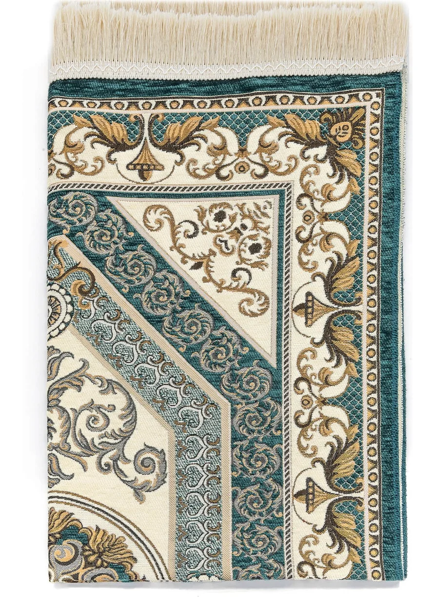 İhvan Online Patterned Chenille Prayer Rug - Green Color