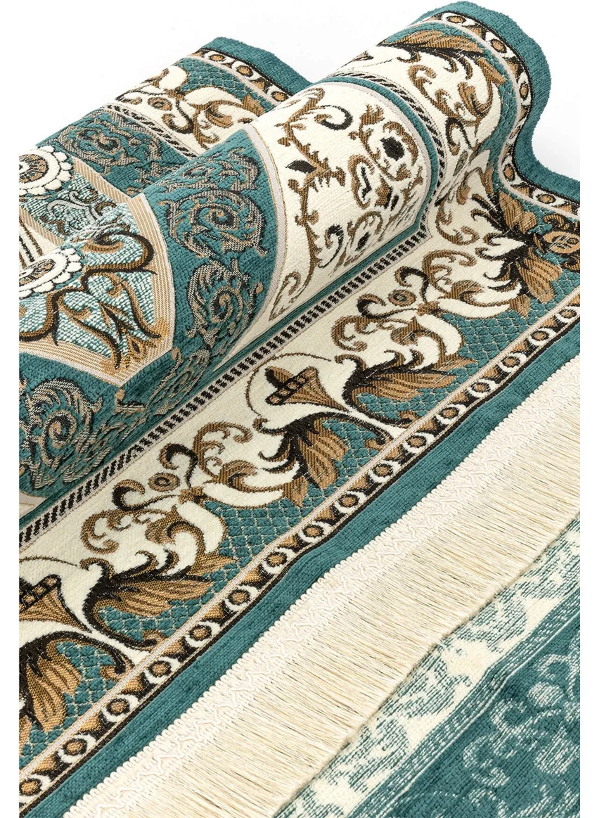 İhvan Online Patterned Chenille Prayer Rug - Green Color