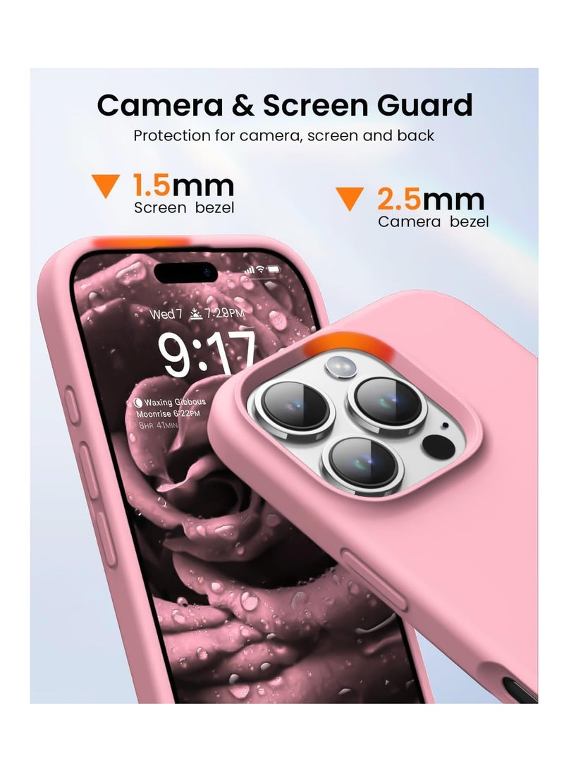 Generic - Compatible with iPhone 16 Pro Max 6.9-inch Case, Premium Liquid Silicone Case, Full Body Protective Cover, Shockproof, Slim Phone Case, Anti-Scratch Soft Microfiber Lining - Pink - Image 1