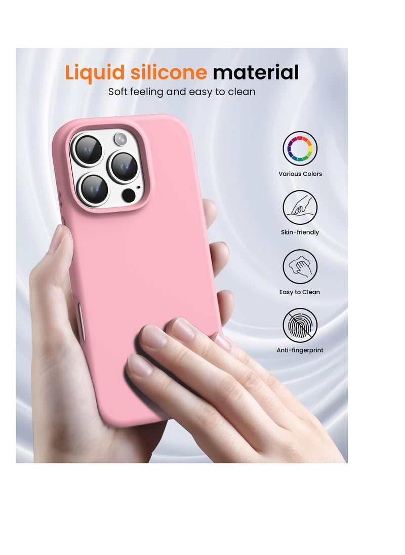 Generic - Compatible with iPhone 16 Pro Max 6.9-inch Case, Premium Liquid Silicone Case, Full Body Protective Cover, Shockproof, Slim Phone Case, Anti-Scratch Soft Microfiber Lining - Pink - Image 1