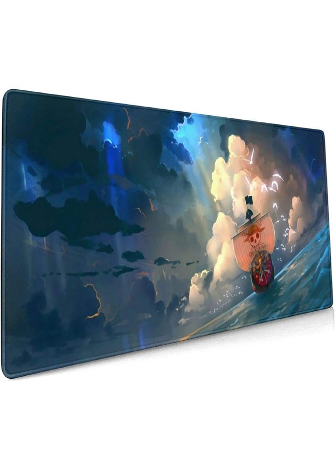 Anime One Piece Mouse Pad, Anime Mouse Pad, Gaming Mouse Pad, Large Mouse Pad, Extended Keyboard Mousepad with Non-Slip Base and Stitched Edge, 15.7×35.4 inch - Image 1