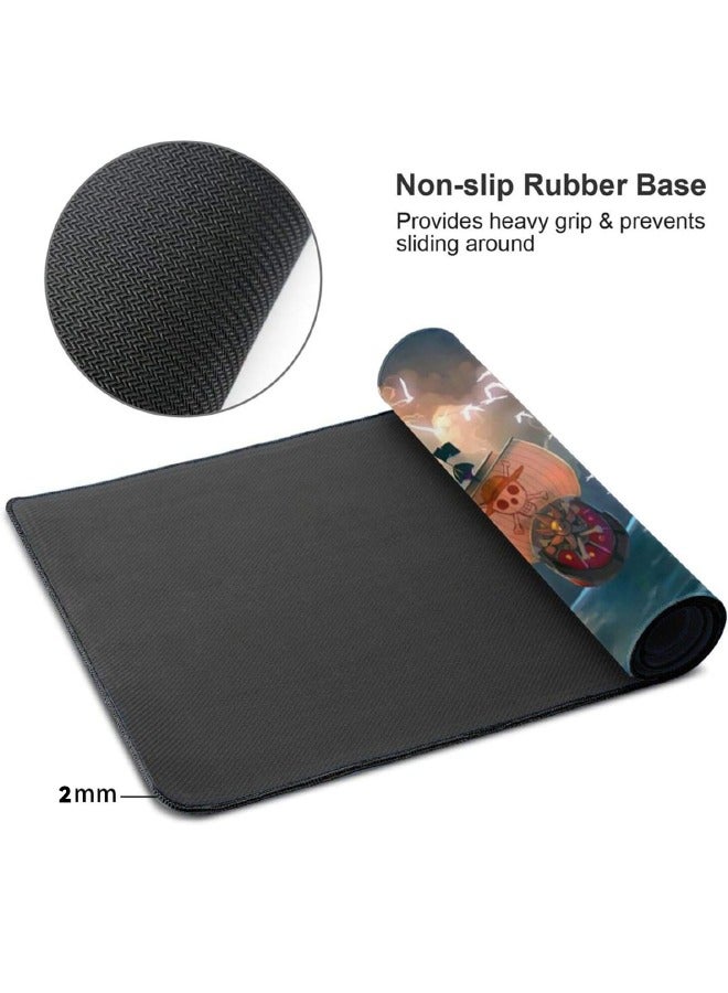 Anime One Piece Mouse Pad, Anime Mouse Pad, Gaming Mouse Pad, Large Mouse Pad, Extended Keyboard Mousepad with Non-Slip Base and Stitched Edge, 15.7×35.4 inch - Image 4