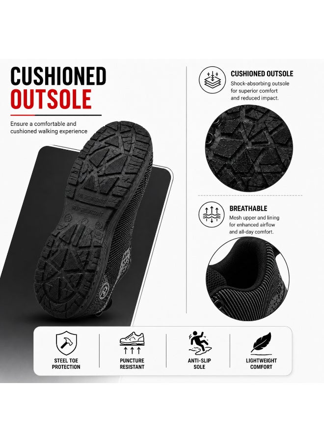CROZZ Men and Women Safety Shoes, 200 Joules Steel Cap Protective Toe, Anti-Static Lightweight Breathable Knit Industrial Work and Construction Safety Sneakers - Image 3