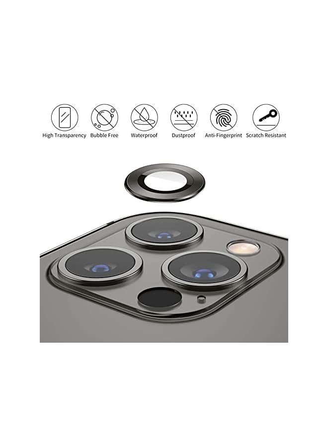 PROMASS Camera Lens Protector for iPhone 13|13 Pro|13 Pro Max, Premium HD Tempered Glass Metal Ring Aluminium Alloy Screen Cover Film Multiple Color (iPhone 13 & Mini, Black) - Image 4