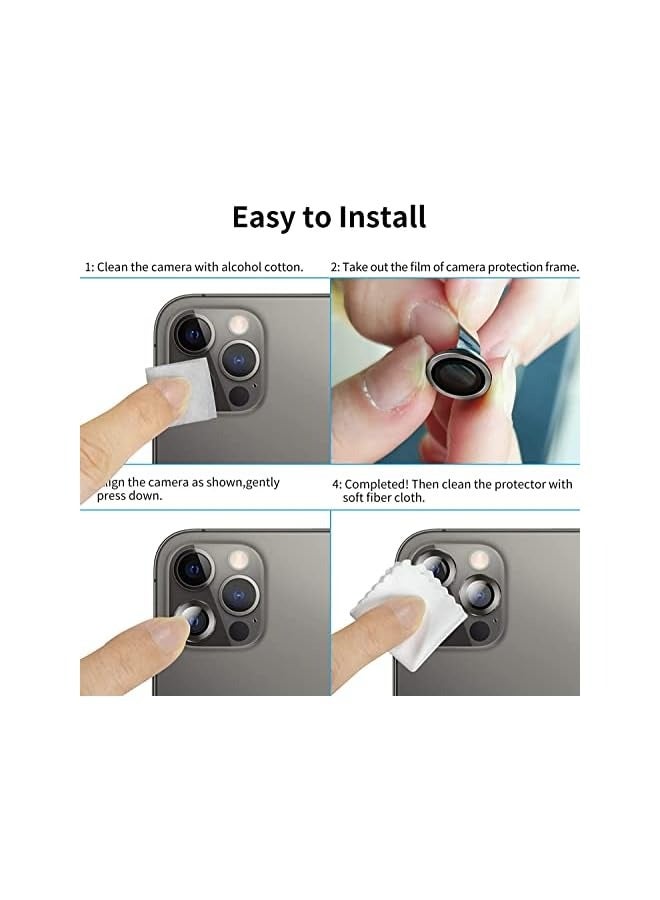 PROMASS Camera Lens Protector for iPhone 13|13 Pro|13 Pro Max, Premium HD Tempered Glass Metal Ring Aluminium Alloy Screen Cover Film Multiple Color (iPhone 13 & Mini, Black) - Image 5