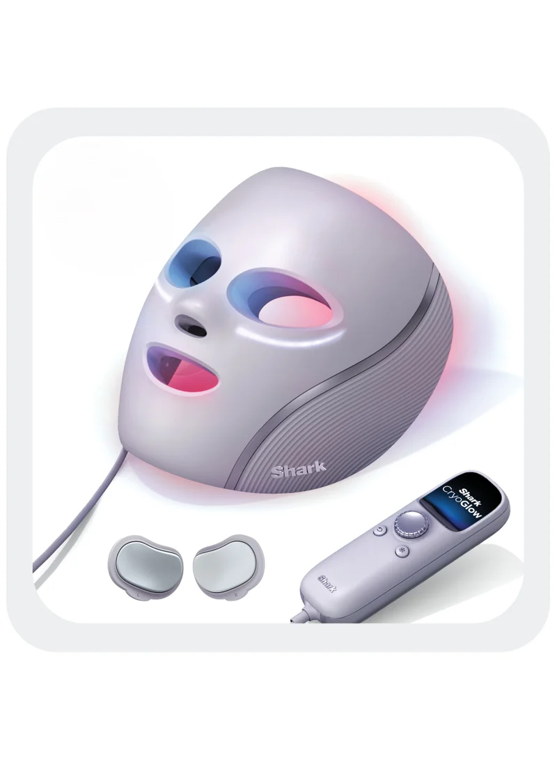 شارك Shark CryoGlow LED Face Mask with Under-Eye Cooling, Anti-Ageing & Blemish Repair, Red & Blue LED, Infrared Light Therapy, Remote Control, Lilac Chill FW312MEPL