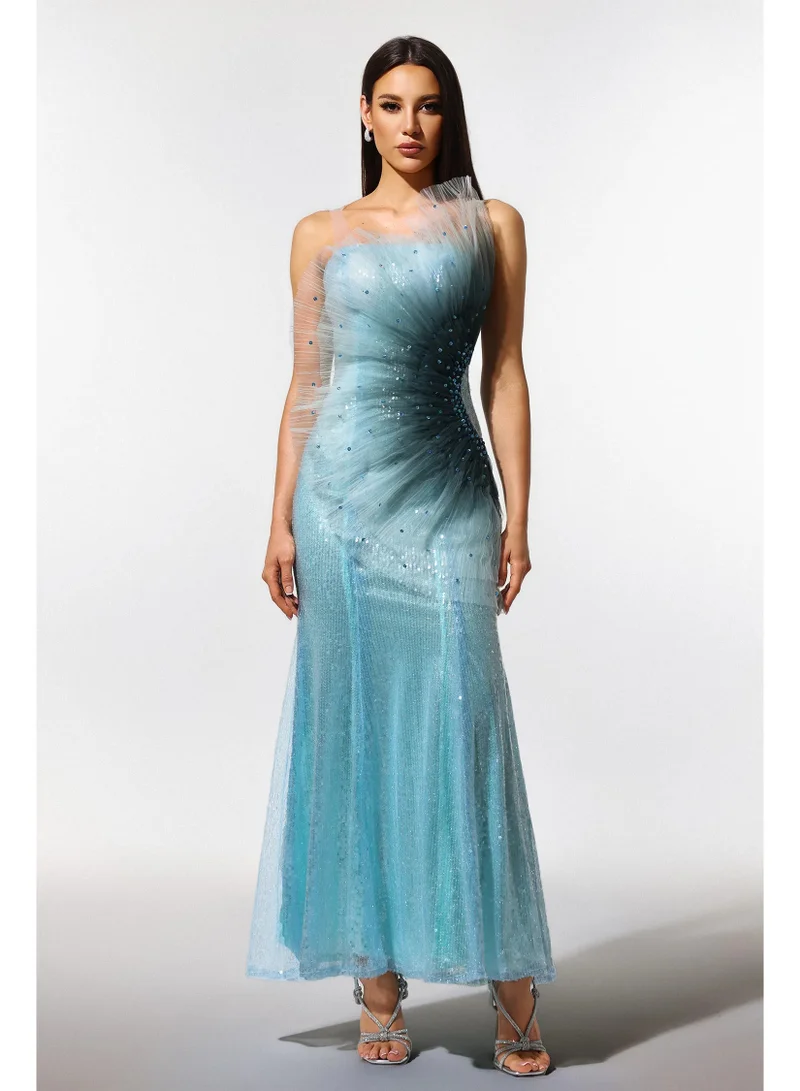 Kiwis Sleeveless Fish Tail Sequins Maxi Dress