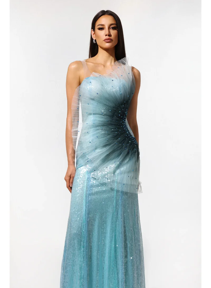 Bella Barnett Kiwis Sleeveless Fish Tail Sequins Maxi Dress