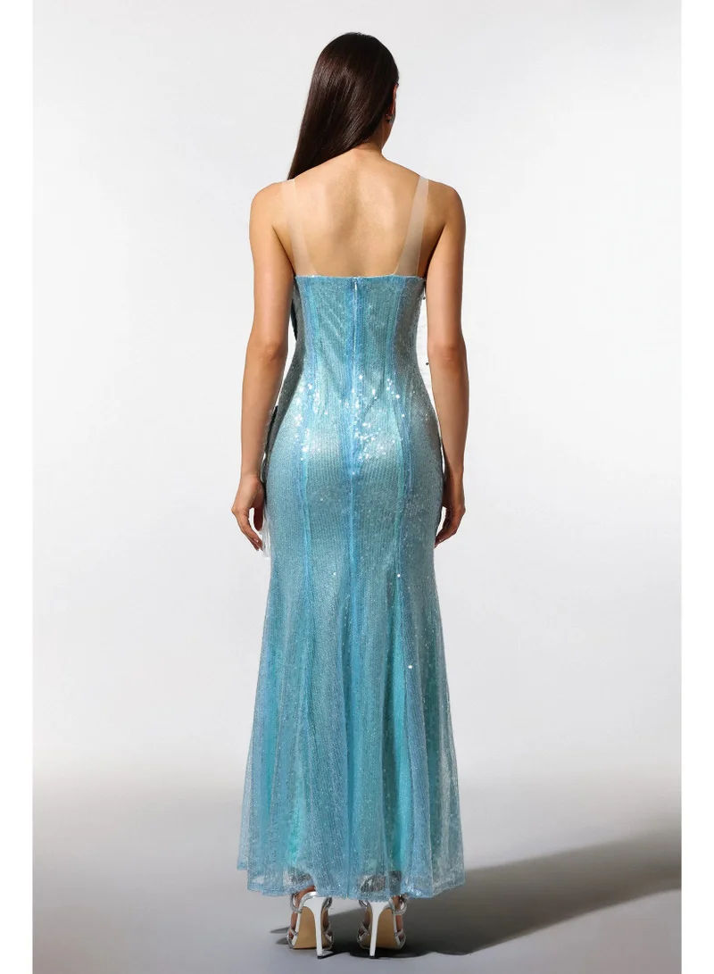 Bella Barnett  Kiwis Sleeveless Fish Tail Sequins Maxi Dress for Women | Best Price UAE