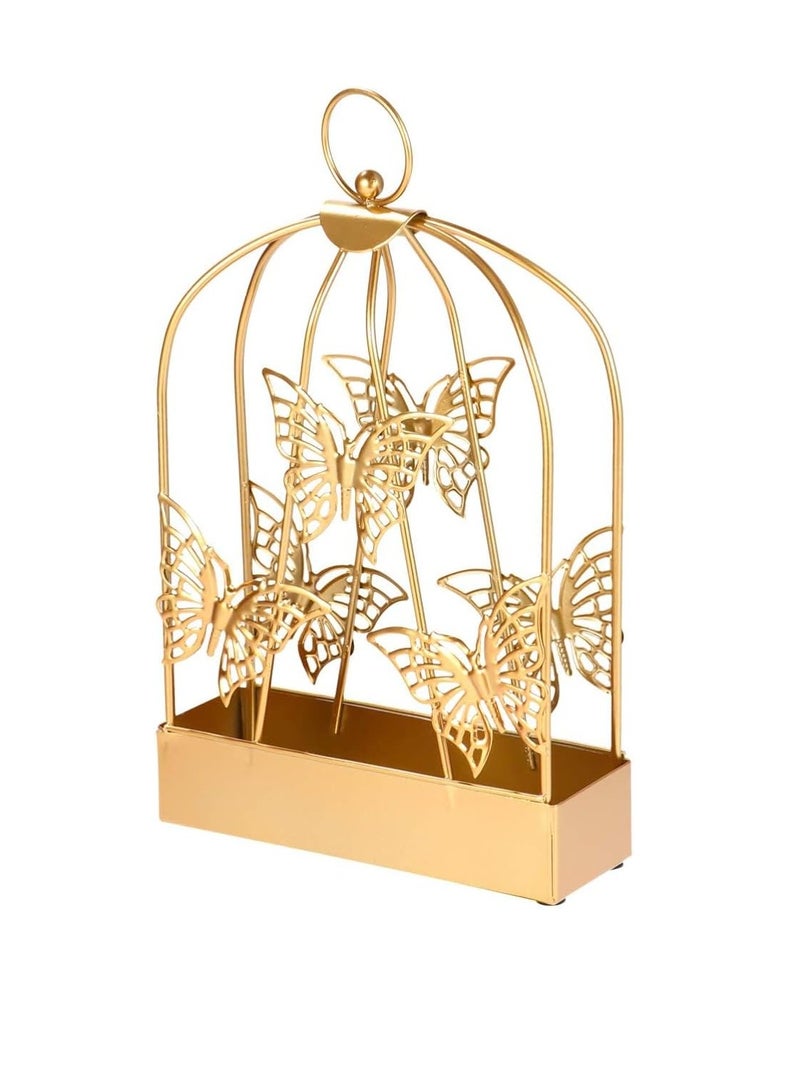 Excefore Decorative Tray Metal Tray Coil Holder Birdcage Retro Portable Incense Burner Incense Burner Holder Coil Holder for Home and Camping Golden Candlestick Holders Candlestick Holders - Image 1