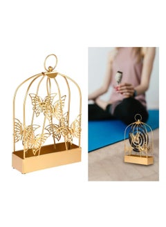Excefore Decorative Tray Metal Tray Coil Holder Birdcage Retro Portable Incense Burner Incense Burner Holder Coil Holder for Home and Camping Golden Candlestick Holders Candlestick Holders  - Image 2