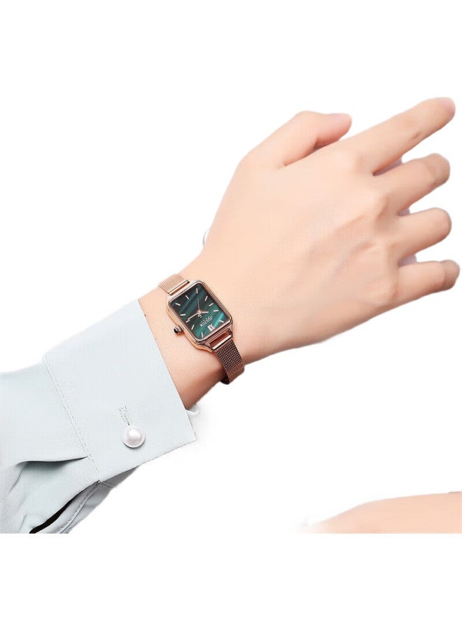 Julius Women'S Watch With Small Square Dial, Simple And Elegant, Fashionable Instagram Style, Small Green Watch For Students, Quartz Women'S Watch With Green Dial Ja-1267B - Image 1