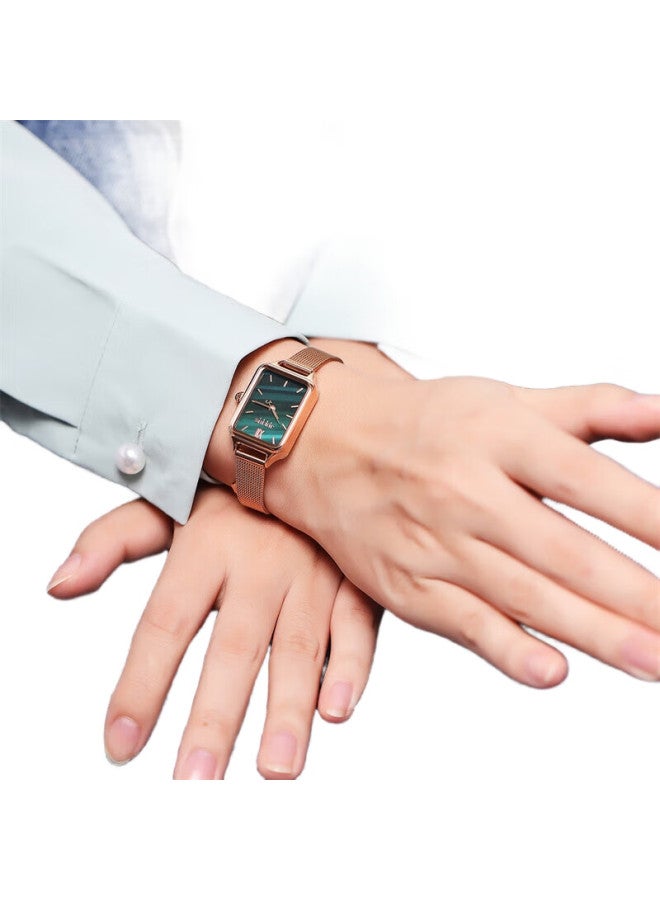 Julius Women'S Watch With Small Square Dial, Simple And Elegant, Fashionable Instagram Style, Small Green Watch For Students, Quartz Women'S Watch With Green Dial Ja-1267B - Image 2