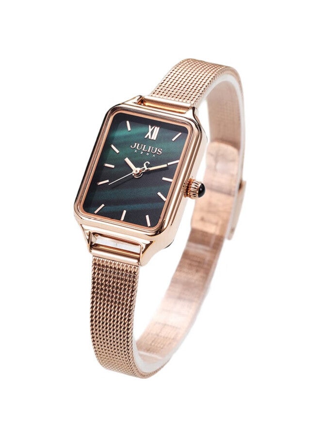 Julius Women'S Watch With Small Square Dial, Simple And Elegant, Fashionable Instagram Style, Small Green Watch For Students, Quartz Women'S Watch With Green Dial Ja-1267B - Image 3