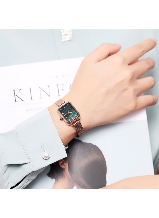 Julius Women's Watch With Small Square Dial, Simple And Elegant, Fashionable Instagram Style, Small Green Watch For Students, Quartz Women's Watch With Green Dial Ja-1267b - Image 2