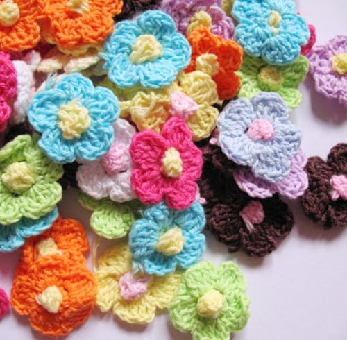 YYCRAFT Pack of 100 Crochet 1" Spring Flower,Mix Color - Image 1