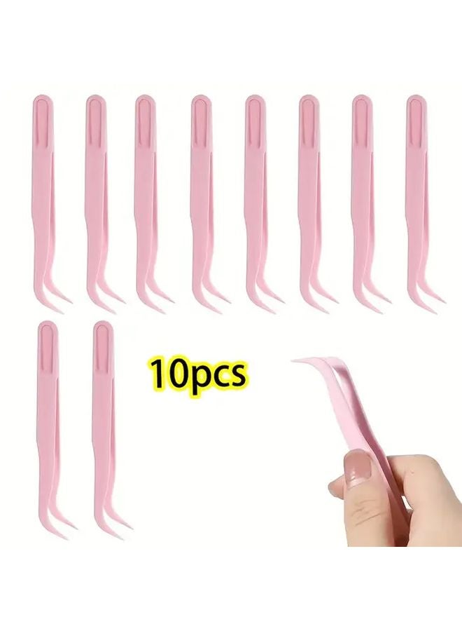 10pcs Pink 4 5 Inch Pointed Tweezers For Crafts Floral Arrangements Office - Image 4