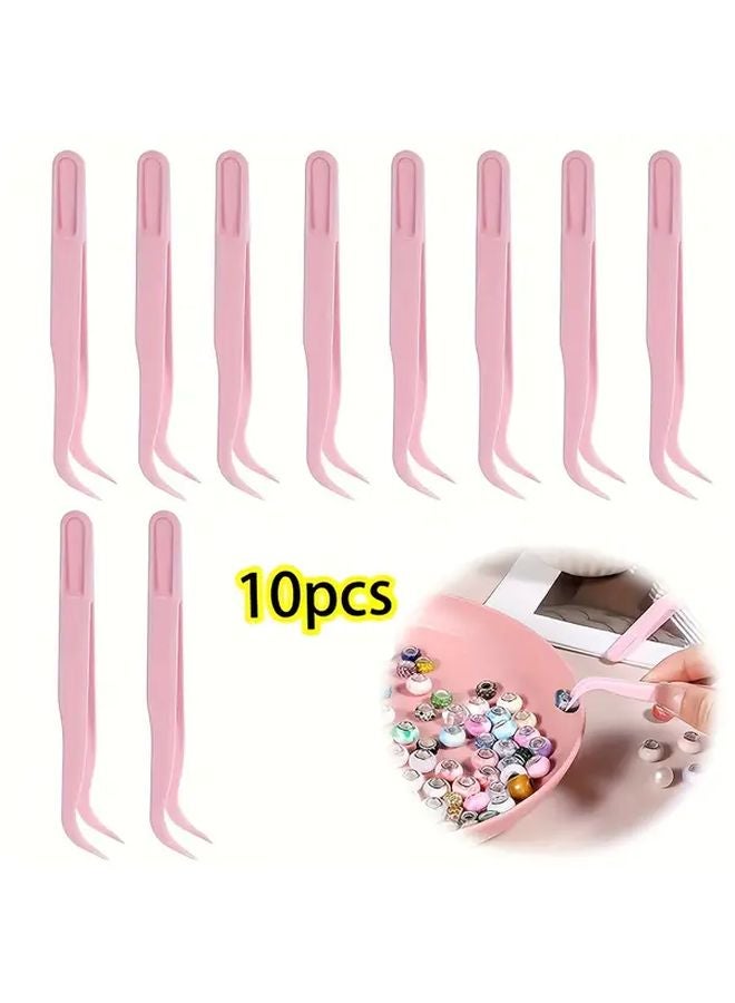 10pcs Pink 4 5 Inch Pointed Tweezers For Crafts Floral Arrangements Office - Image 2