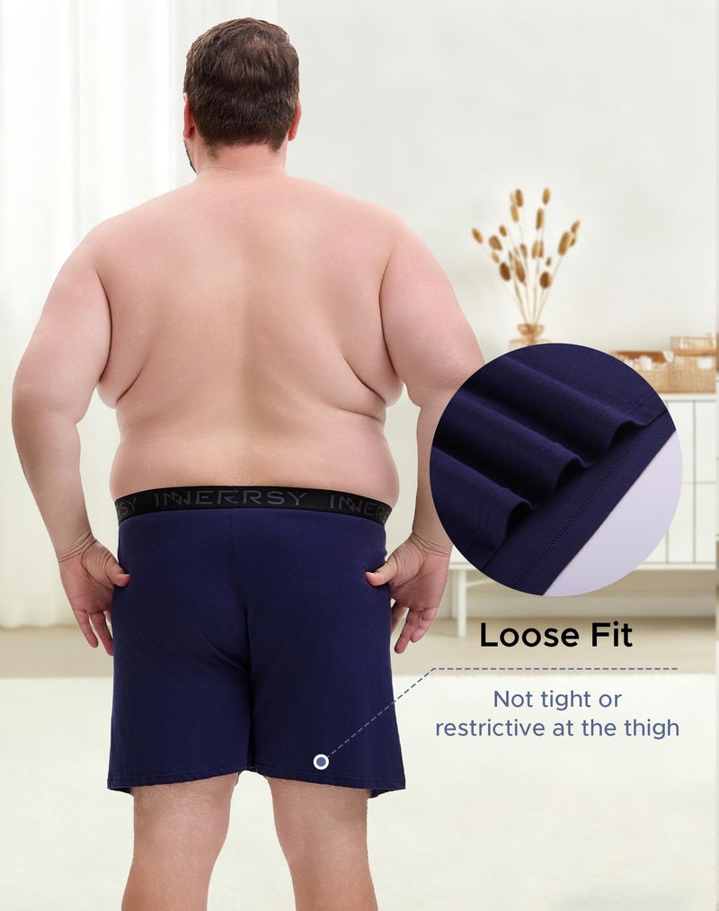 INNERSY Big and Tall Cotton Boxers for Men Moisture Wicking Loose Fit Underwear 4-Pack(Navy & Charcoal,4X) - Image 3