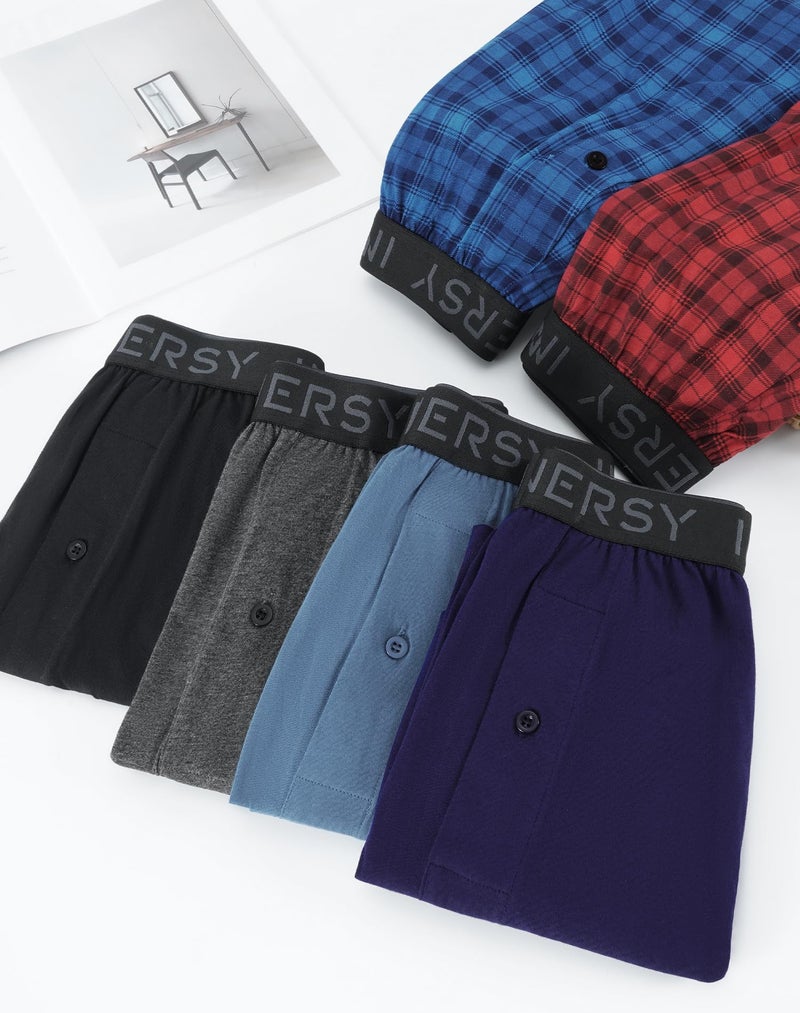 INNERSY Big and Tall Cotton Boxers for Men Moisture Wicking Loose Fit Underwear 4-Pack(Navy & Charcoal,4X) - Image 5