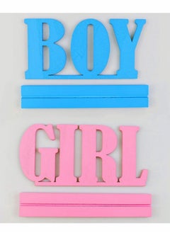 Y&D Gender Reveal Decorations, Boy or girl Wooden Blue and Pink Letter Sign, Girl Table Decorations  - Image 3