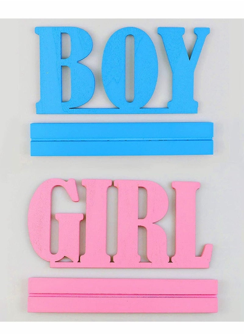 Y&D Gender Reveal Decorations, Boy or girl Wooden Blue and Pink Letter Sign, Girl Table Decorations  - Image 3