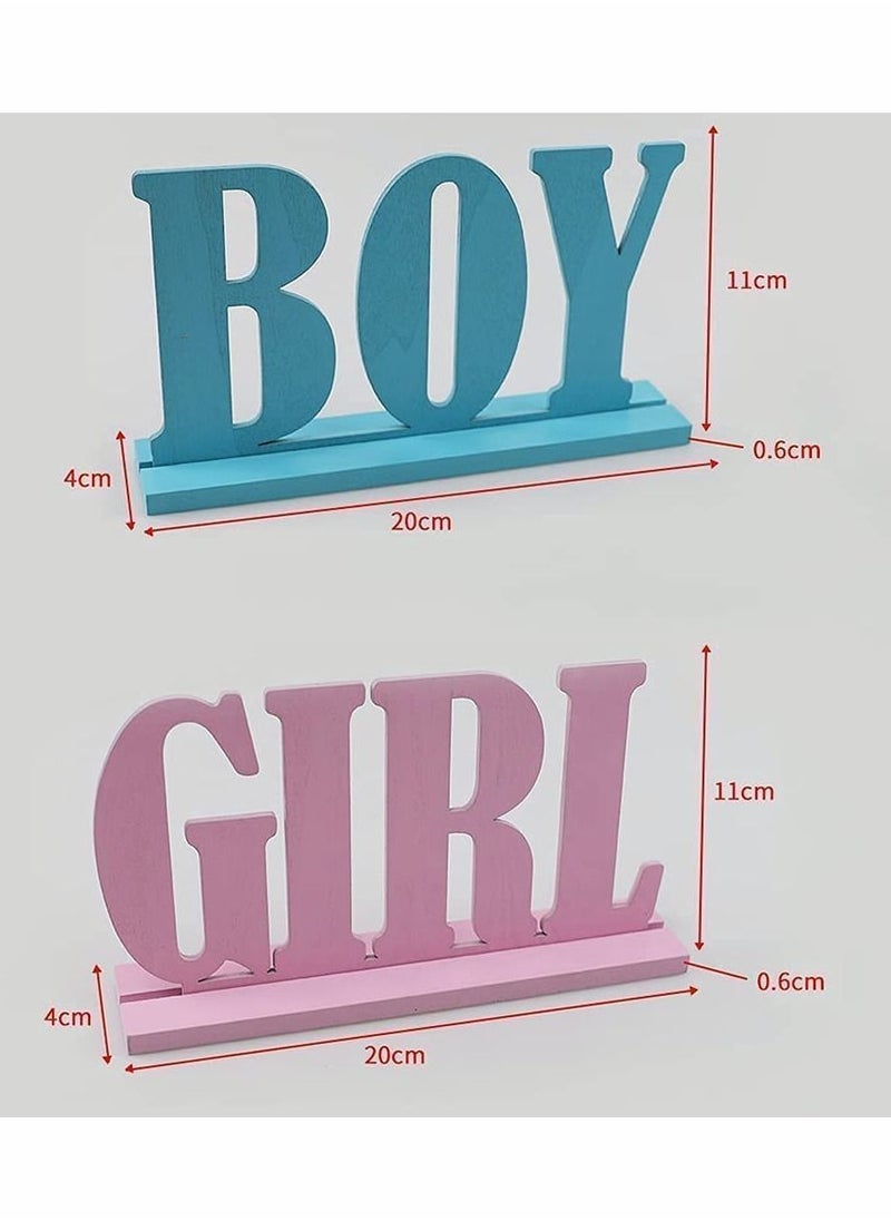 Y&D Gender Reveal Decorations, Boy or girl Wooden Blue and Pink Letter Sign, Girl Table Decorations  - Image 2