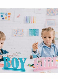 Y&D Gender Reveal Decorations, Boy or girl Wooden Blue and Pink Letter Sign, Girl Table Decorations  - Image 5