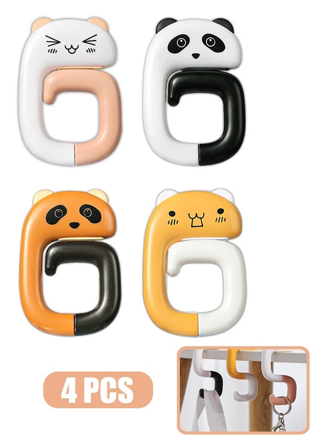 4 Pcs Cartoon Fold S-Shaped Hooks Hardware Purse Hook Rust-Proof ABS Hanging S Hooks (Yellow+White+Pink+Black) - Image 1