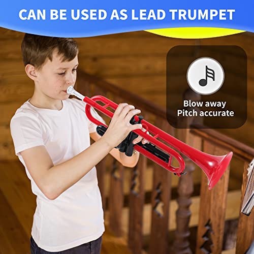 PAMPET Professional Plastic Bb Trumpet Standard Trumpet Set for Student Beginner With 7C Mouthpiece and 3C Mouthpiece, Bb Trumpet Instrument, Red - Image 3