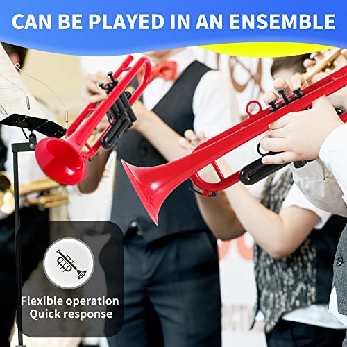 PAMPET Professional Plastic Bb Trumpet Standard Trumpet Set for Student Beginner With 7C Mouthpiece and 3C Mouthpiece, Bb Trumpet Instrument, Red - Image 5