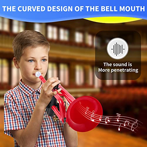 PAMPET Professional Plastic Bb Trumpet Standard Trumpet Set for Student Beginner With 7C Mouthpiece and 3C Mouthpiece, Bb Trumpet Instrument, Red - Image 2