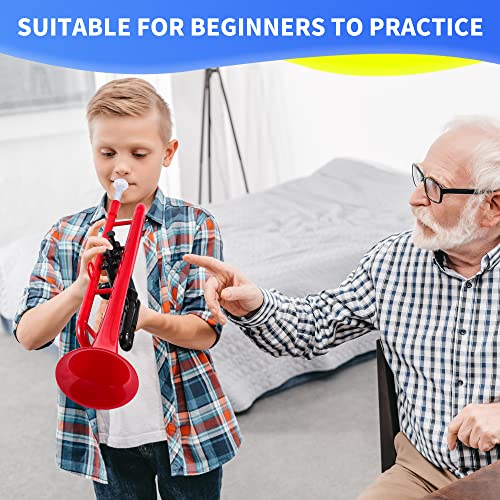 PAMPET Professional Plastic Bb Trumpet Standard Trumpet Set for Student Beginner With 7C Mouthpiece and 3C Mouthpiece, Bb Trumpet Instrument, Red - Image 4