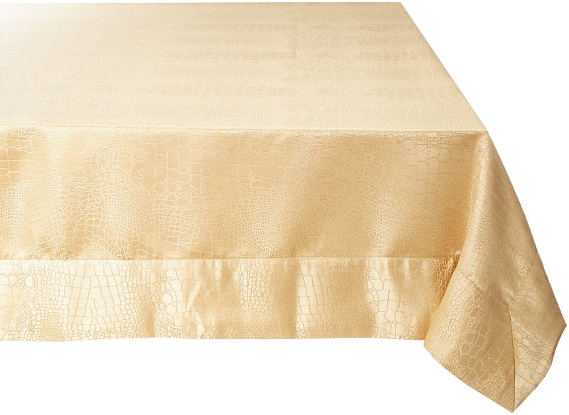 Violet Linen Luxurious Damask Crocodile Design Tablecloths 54 X 72 in Gold