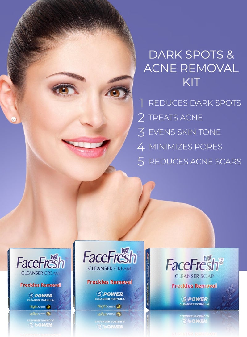 Face Fresh Dark Spots & Acne Removal Kit - Acne Free Glowing Skin, Removes Dark Spots, Eye Bags & Dark Circles - For All Skin Types - Image 1
