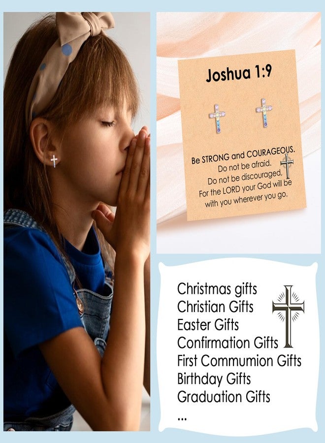 CERSLIMO Cross Earrings for Girls Women, Christian Confirmation Communion Baptism Catholic Religious Christmas Birthday Inspirational Gifts for Kids Teens Teenager - Image 4
