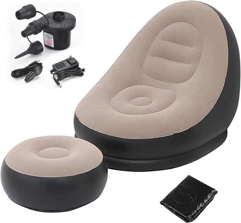 BARGAIN HUB Inflatable Sofa with Household Couch Chair with Footstool for Indoor&Outdoor in Livingroom, Bedroom, Readingroom Office, Balcony, Garden, Courtyard - Image 1