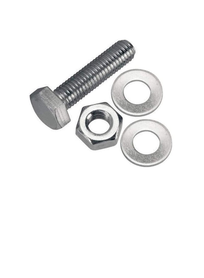 12 pcs Hex Head Screw Bolts Nuts & Washers Fully Thread GI Plain Finish Bolt Set 8, 60MM - Image 3
