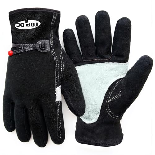 TOPDC Leather Work Gloves for Men or Women, Cowhide Leather Gloves for Gardening, Tig/Mig Welding, Chainsaw, Farm, Ranch, Reinforced Palm, Adjustable Cuff, Cotton Lining, Firm Grip & Durable, L - Image 1