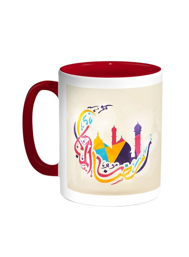 RKN Ramadan Kareem Printed Coffee Mug Red/White 11ounce - Image 1