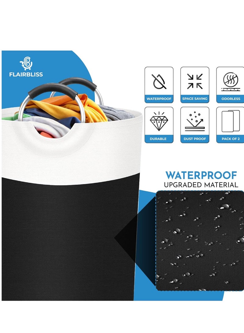 Raxoom Laundry Basket, Laundry Hamper, Collapsible Laundry Baskets, Dirty Clothes Hamper, Waterproof with Foam Protected Aluminum Handles for College Dorm, Family 90L (Black) - Image 4