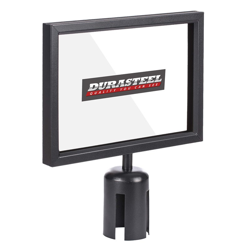 DuraSteel Stanchion Sign Holder - Landscape Display for 8.5" x 11" Paper Size - Double Sided Sign Frame with Plexiglass Cover - NOT Fit with US Weigh Sentry Stanchion - Crowd Control & Queue Barrier - Image 1