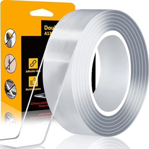 ECLET Nano Double Sided Tape, Multipurpose Super Sticky Gel Grip Mounting Tape, Washable, Reusable, No Residue, for Home & Office, 2mm Thick, 1.2 Inch Wide, Transparent (3 mtrs) - Image 1