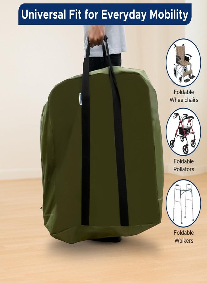 KosmoCare Wheelchair Travel Bag | Heavy-Duty Carry Case for Foldable Transit Wheelchairs | Water-Resistant with Handles | Storage, Transport, Dust Cover - 68 x 68 x 25 cm | Green - Image 5