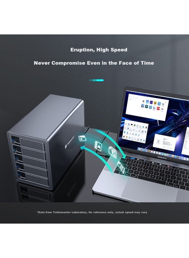 Yottamaster 5-bay Hard Drive Enclosure For 2.5/3.5 Inch Hdd/ssd, 10gbps External Storage Enclosure For Nas Expansion, Fs5c3 Compatible With Laptops - Image 2