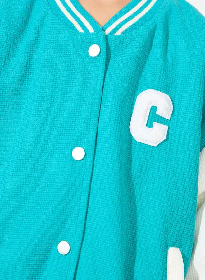 Styli Color Block Patch Detail Jacket with Snap Button