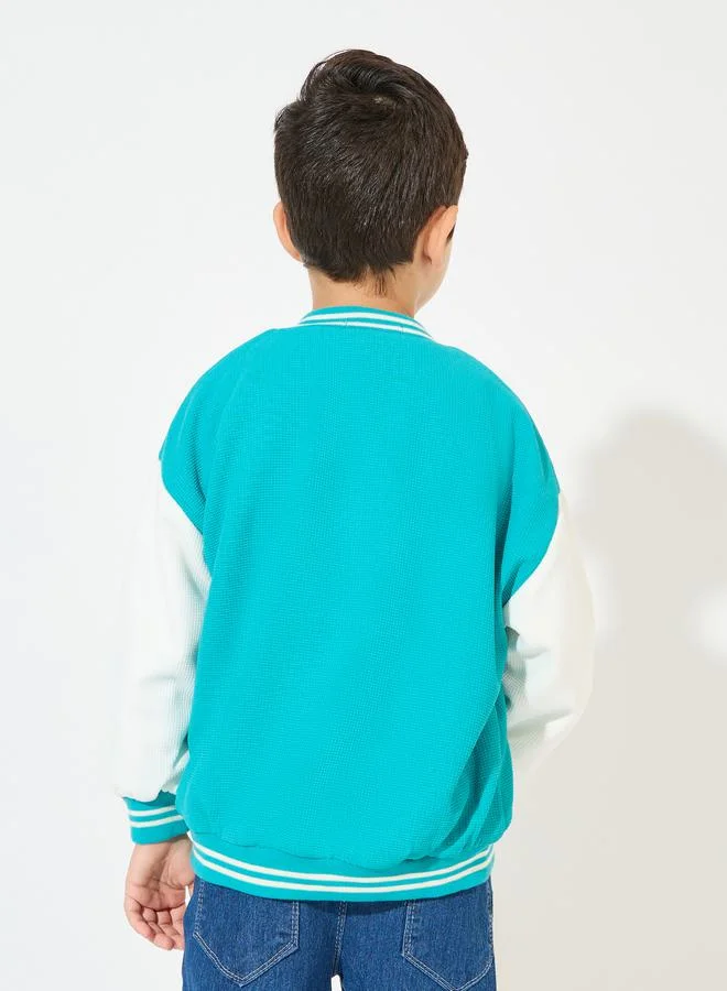 Styli Color Block Patch Detail Jacket with Snap Button